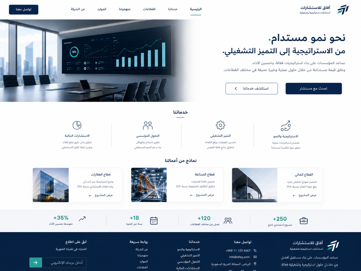 مثال تخيلي لموقع استشارات وشركات خدمات